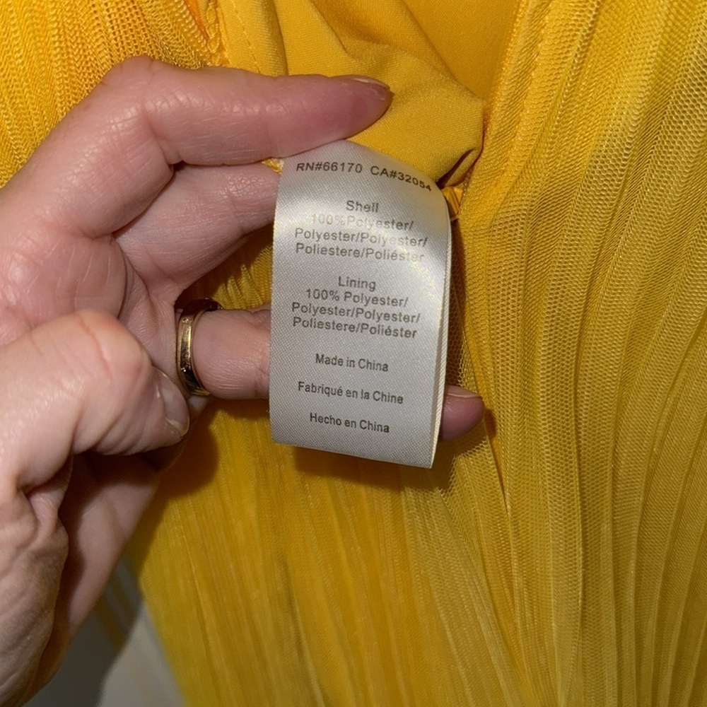 Anthropologie Hutch Pleated Tulle Jumpsuit bright yellow statement bold size 2 - Picture 8 of 14